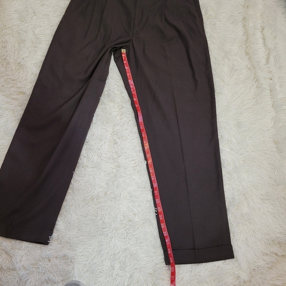 Roundtree & Yorke Easy Care Men Business Casual Wide Leg Brown Pants Size 34Wx30 - Picture 6 of 8
